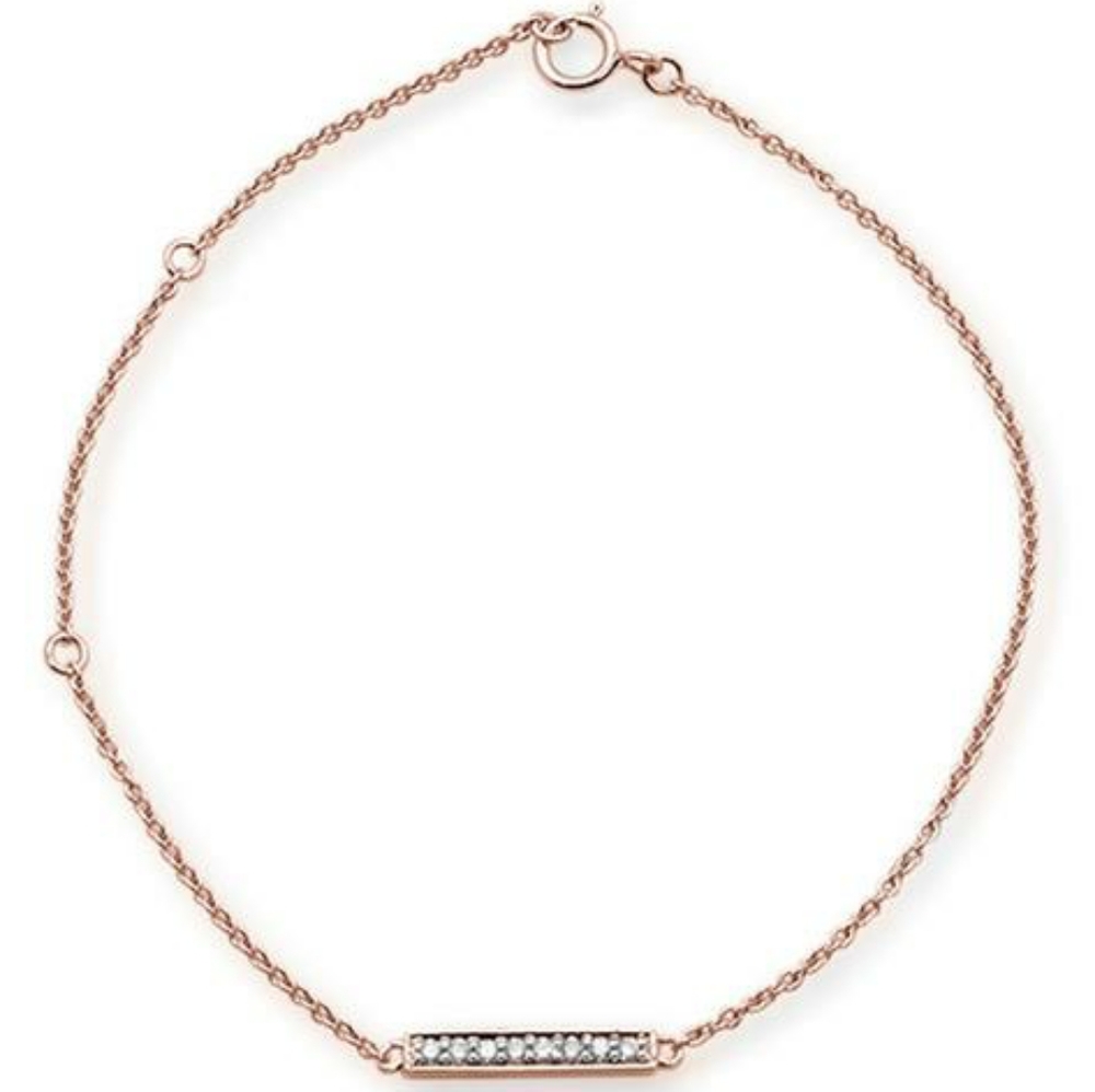 .09ct 14kt rose gold diamond trendy bar bracelet